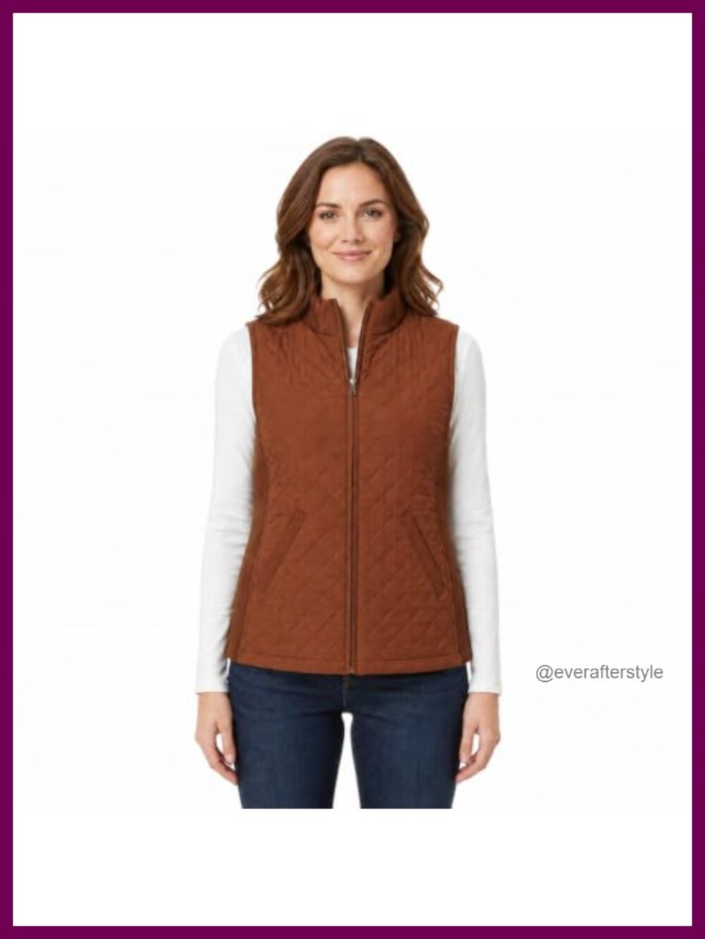 Womens Lightweight Quilted Vest Warm Sleeveless Zip Front Layer
